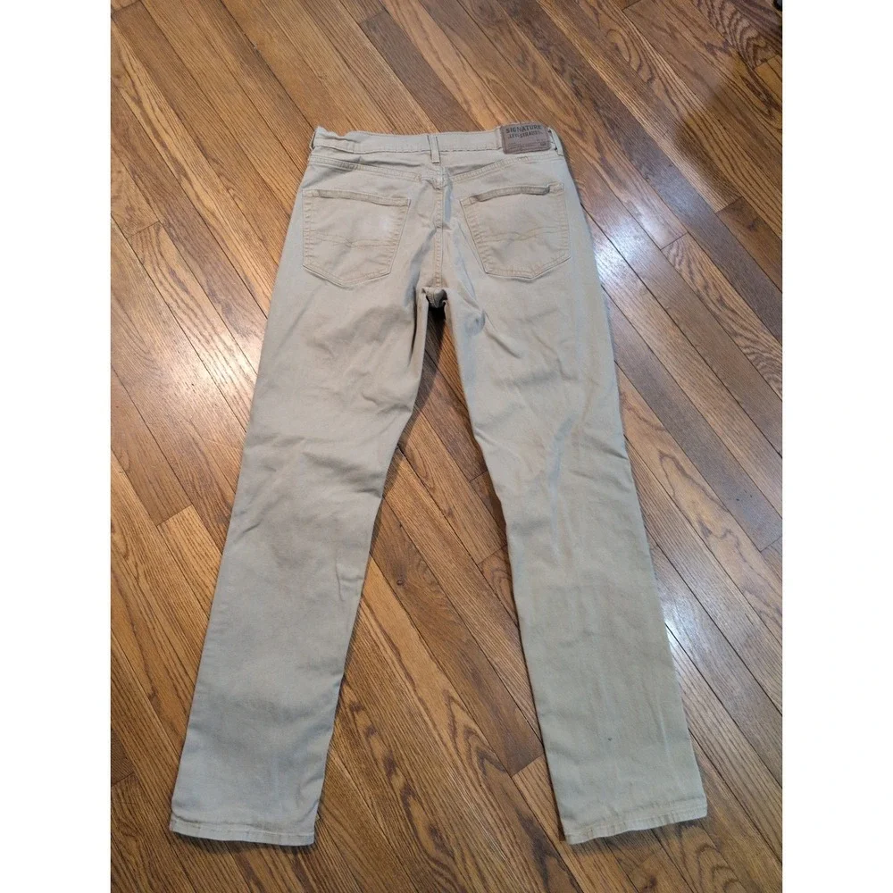 Signature Levi Strauss S67 Athletic Fit Khaki Tan Denim Stretch Pants Mens 32x34
